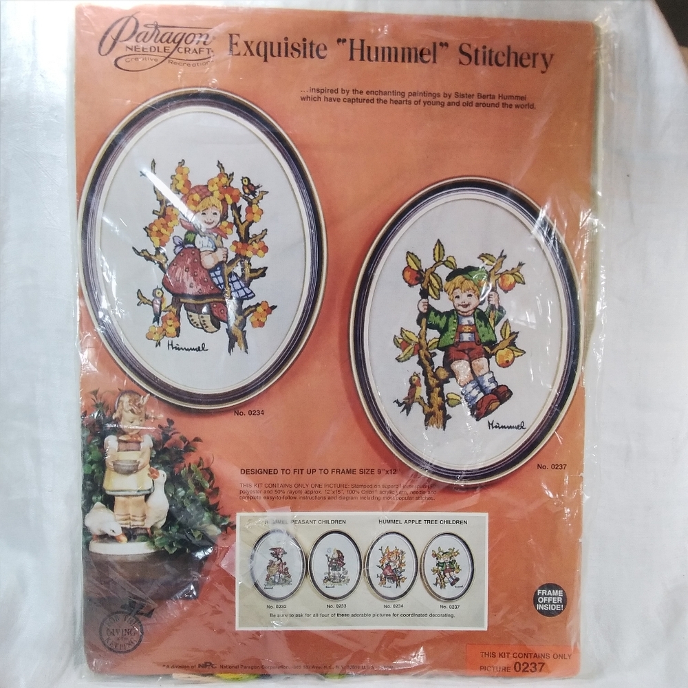 Paragon Needlecraft Exquisite Hummel Stitchery KIT #0237 Apple Tree Children Boy - Picture 11 of 11